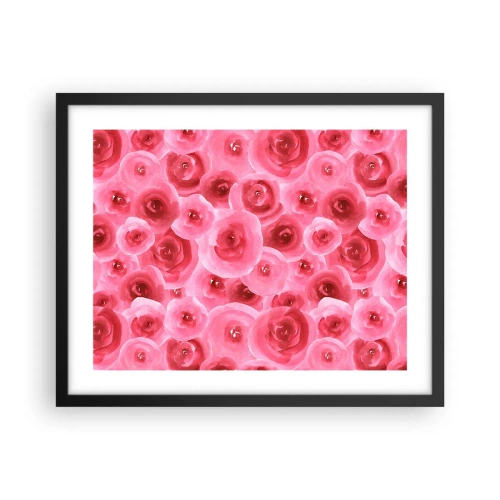Plakat w czarnej ramie - Róże na dole i na górze - 50x40 cm