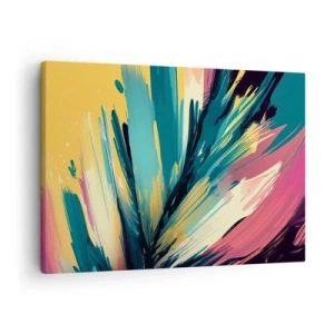 Obraz na płótnie - Abstrakcyjna kompozycja w intensywnych i kontrastowych barwach - 70x50cm - Kompozycja – eksplozja radości - Nowoczesna dekoracja ścienna do salonu i sypialni ARTTOR