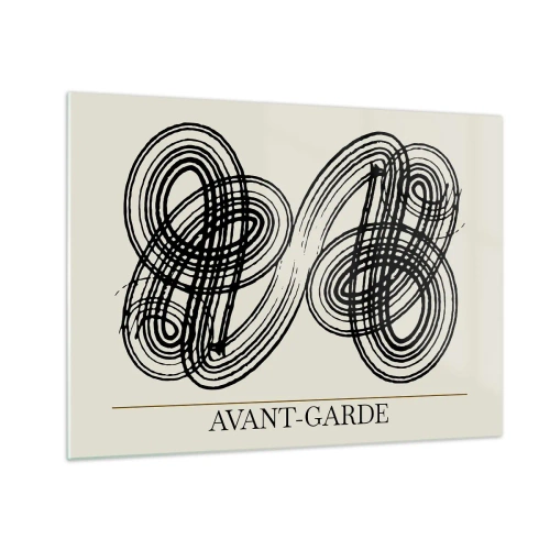 Obraz na szkle - Czarne awangardowe pętle i linie na jasnym tle - 70x50cm - Wyszło spontanicznie - Nowoczesna dekoracja ścienna do salonu i sypialni ARTTOR
