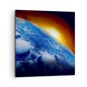 Obraz na płótnie - Wschód słońca nad błękitną planetą - 60x60 cm