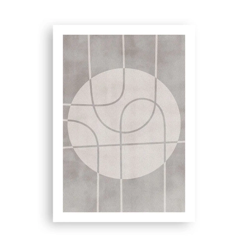 Plakat - Geometryczne linie i okrąg w odcieniach szarości - 50x70cm - Koliście i na wprost - Nowoczesna dekoracja ścienna do salonu, kuchni i sypialni ARTTOR