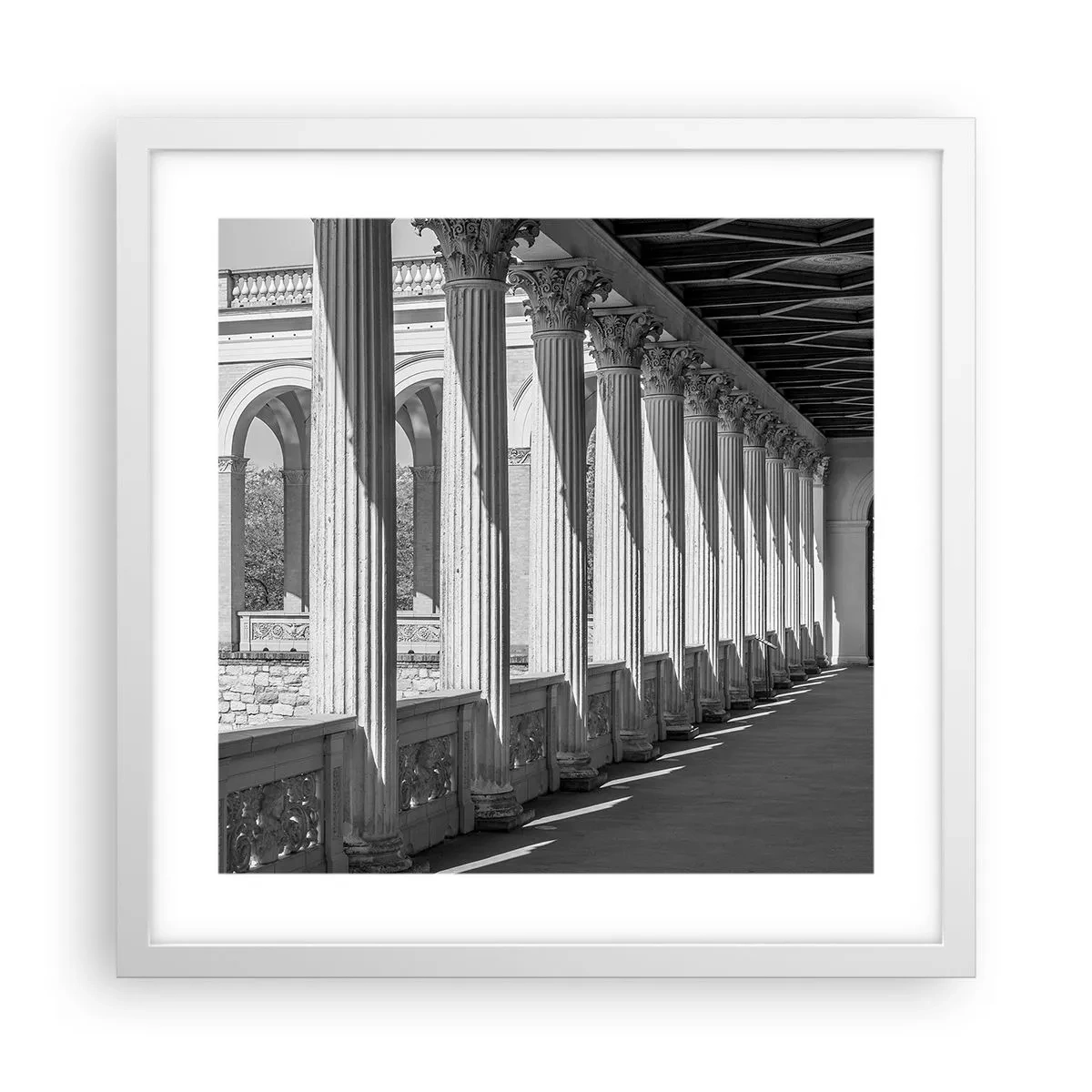 Plakat w białej ramie - Słoneczna arkada - 40x40 cm