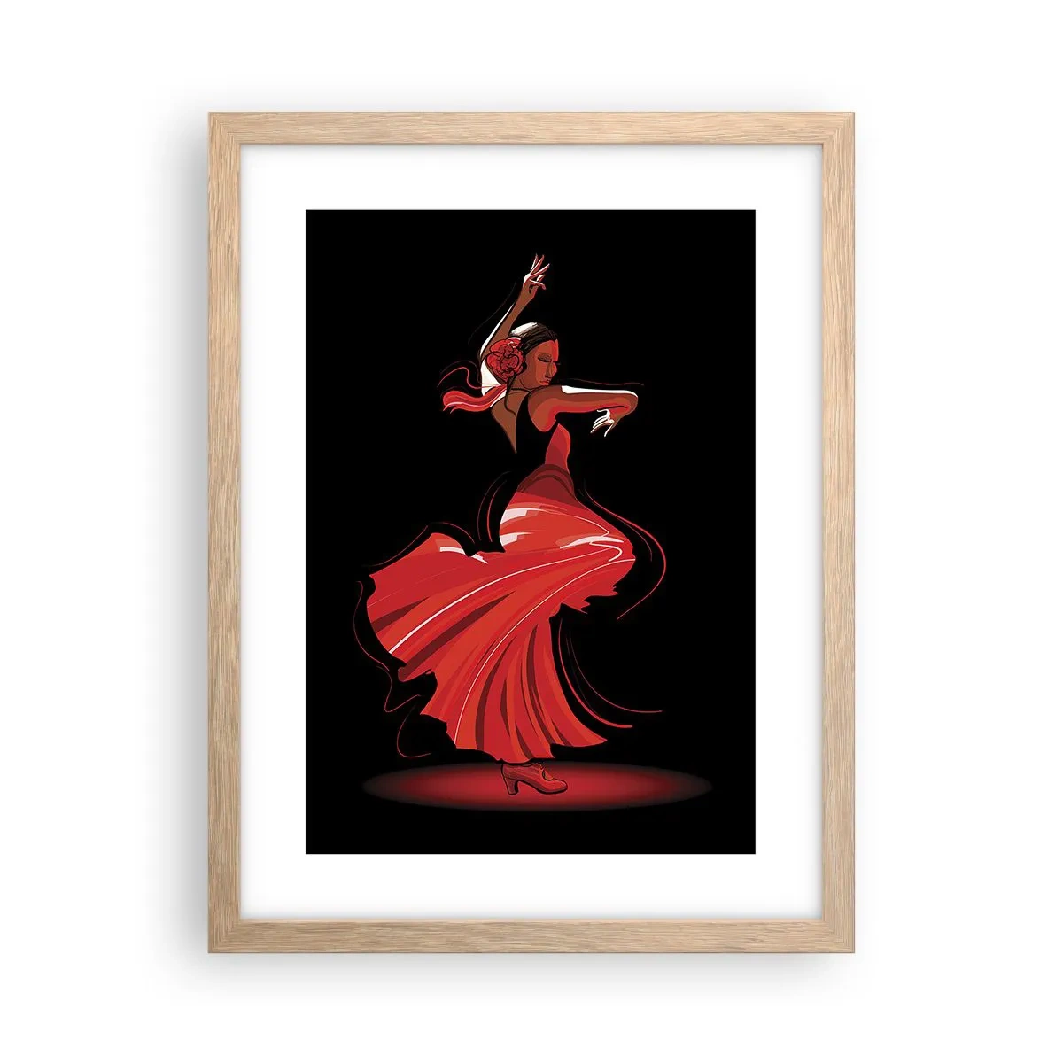 Plakat w ramie jasny dąb - Ognisty duch flamenco - 30x40 cm
