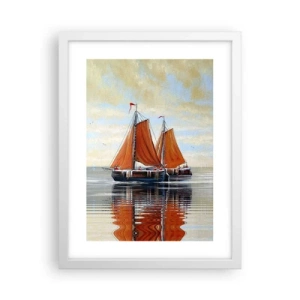 Plakat w białej ramie - Hej, żeglujże, żeglarzu… - 30x40 cm
