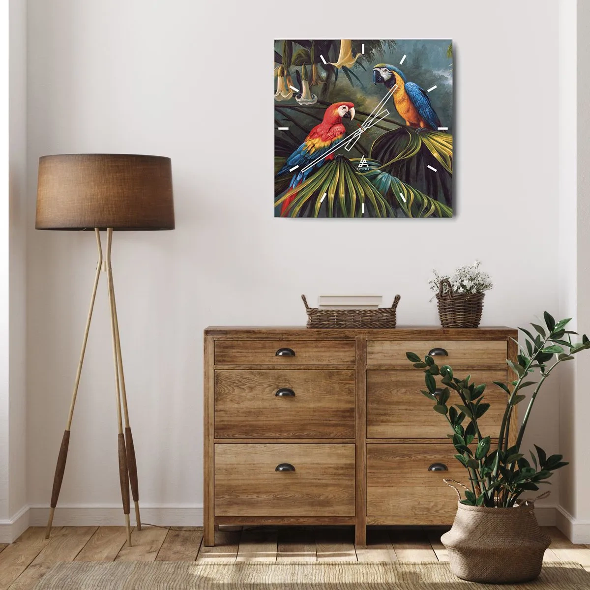 Zegar ścienny - Romantyzm w tropikach - 40x40 cm