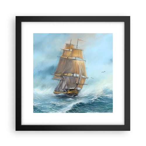 Plakat w czarnej ramie - Mknący po falach - 30x30 cm