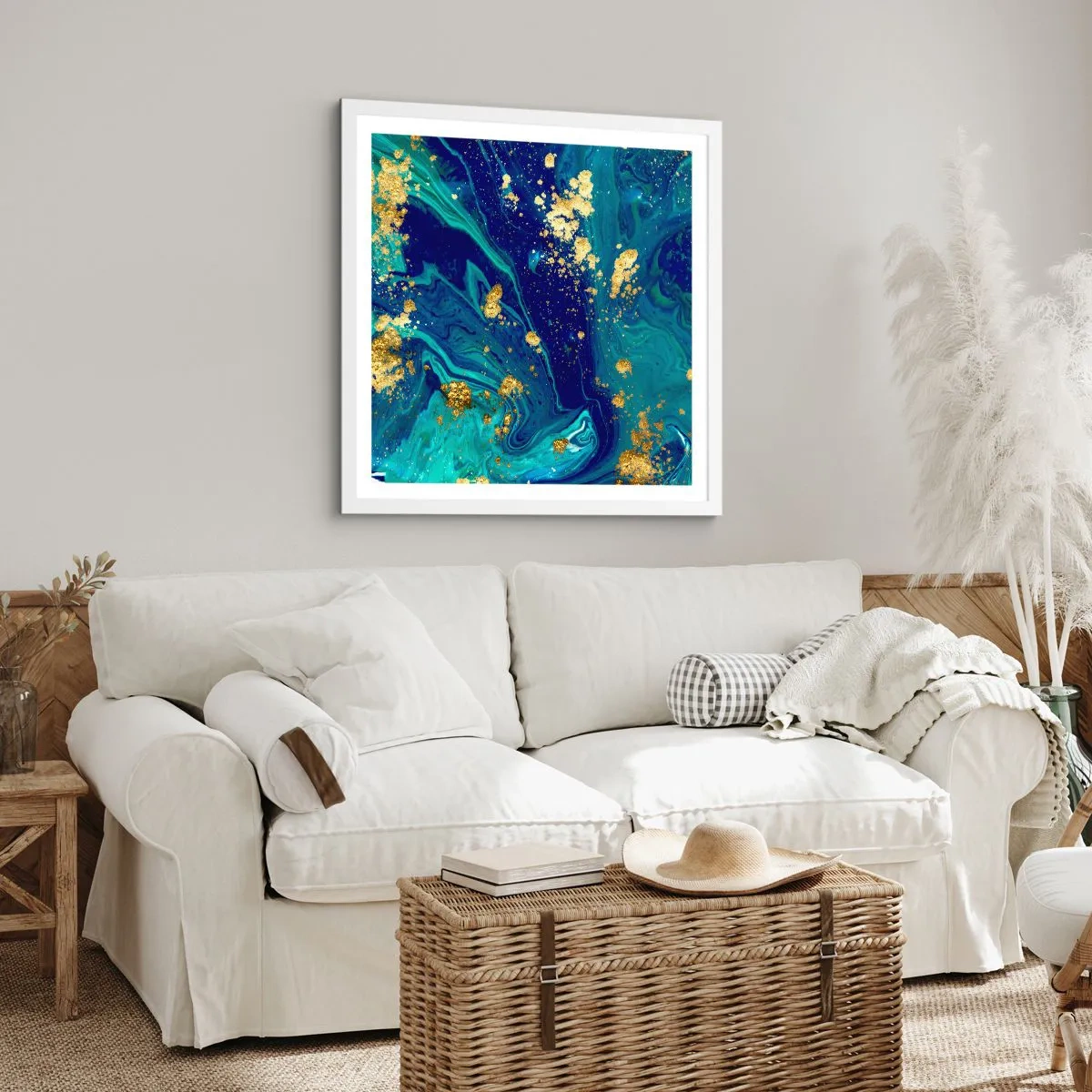 Plakat w białej ramie - Płatki słońca  - 60x60 cm