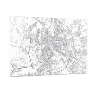 Obraz na szkle - Mapa Rzymu z wyraźnym okrężnym układem dróg - 120x80cm - Rzymski krąg - Nowoczesna dekoracja ścienna do salonu, kuchni i sypialni ARTTOR