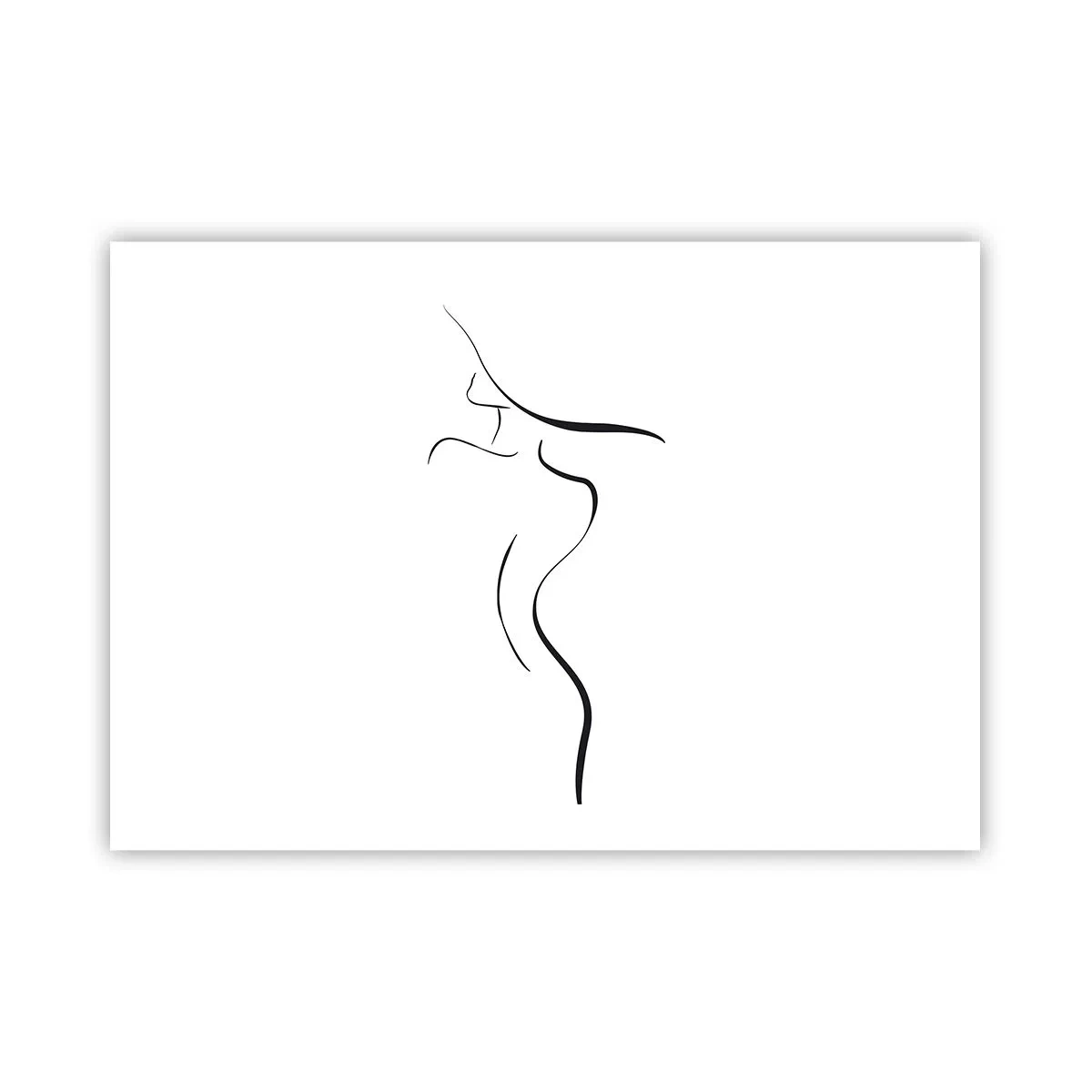 Plakat - Minimalistyczny kontur kobiecej sylwetki na białym tle - 100x70cm - Nieuchwytna jak fala - Nowoczesna dekoracja ścienna do salonu i sypialni ARTTOR