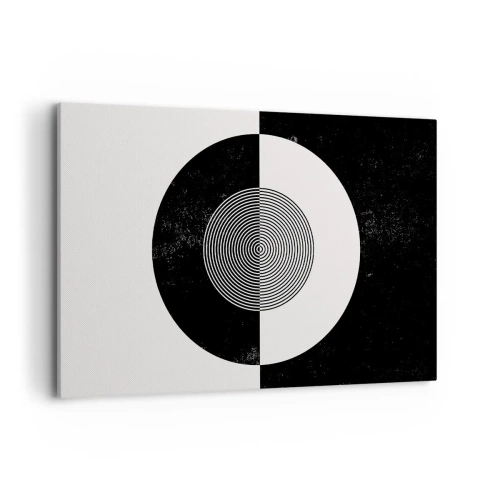 Obraz na płótnie - Graficzny wzór w kontrastujących czerni i bieli - 120x80cm - Harmonia w czerni i bieli - Nowoczesna dekoracja ścienna do salonu, kuchni i sypialni ARTTOR