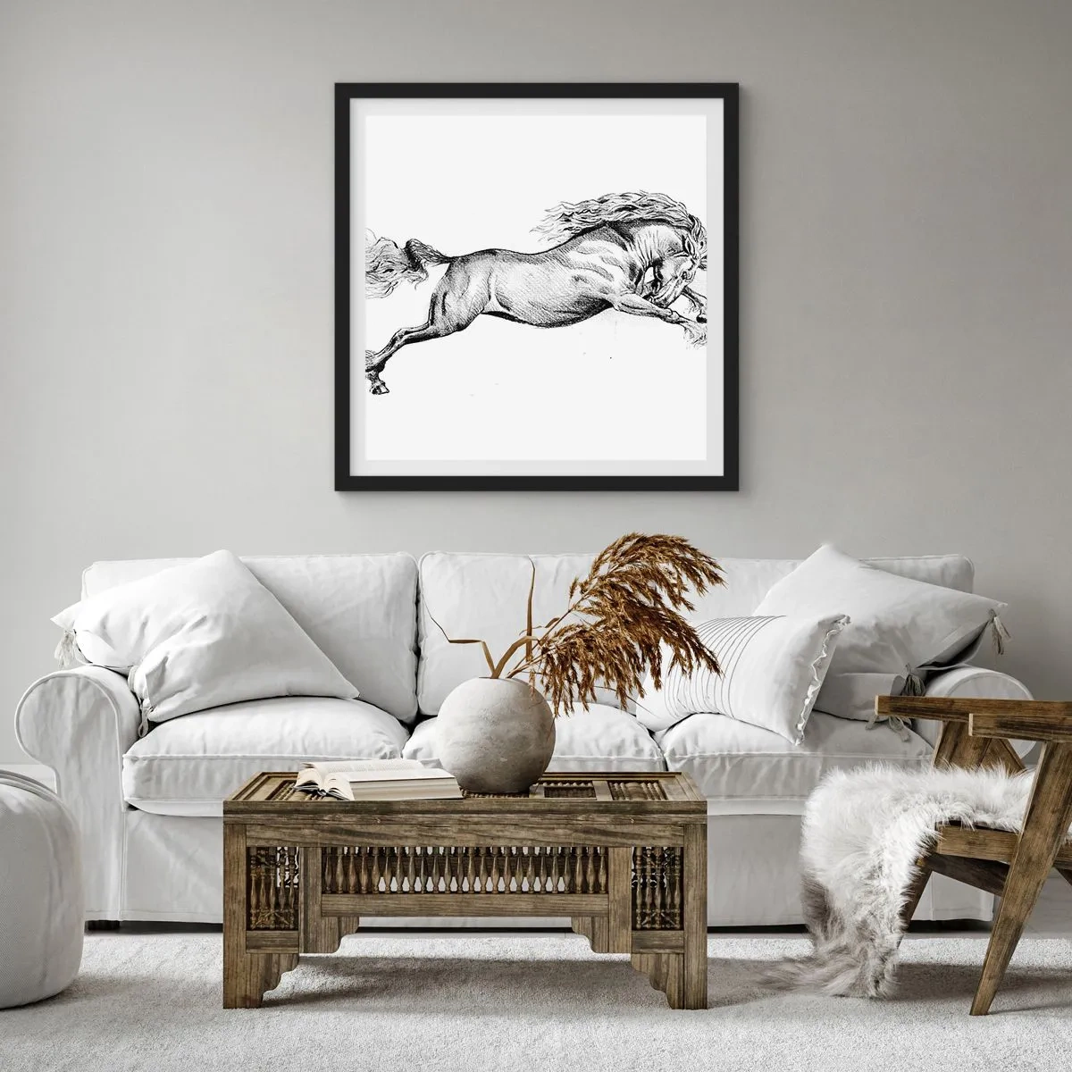 Plakat w czarnej ramie - Zatrzymany w galopie - 40x40 cm