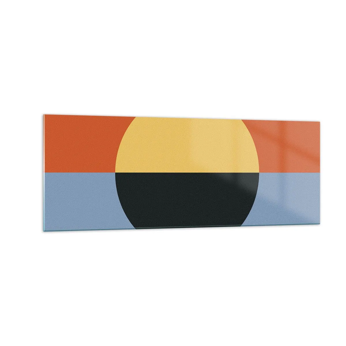 Obraz na szkle - Abstrakcja geometryczna z kontrastowymi kolorami - 140x50cm - Kompozycja ciepła i chłodu - Nowoczesna dekoracja ścienna do salonu i sypialni ARTTOR