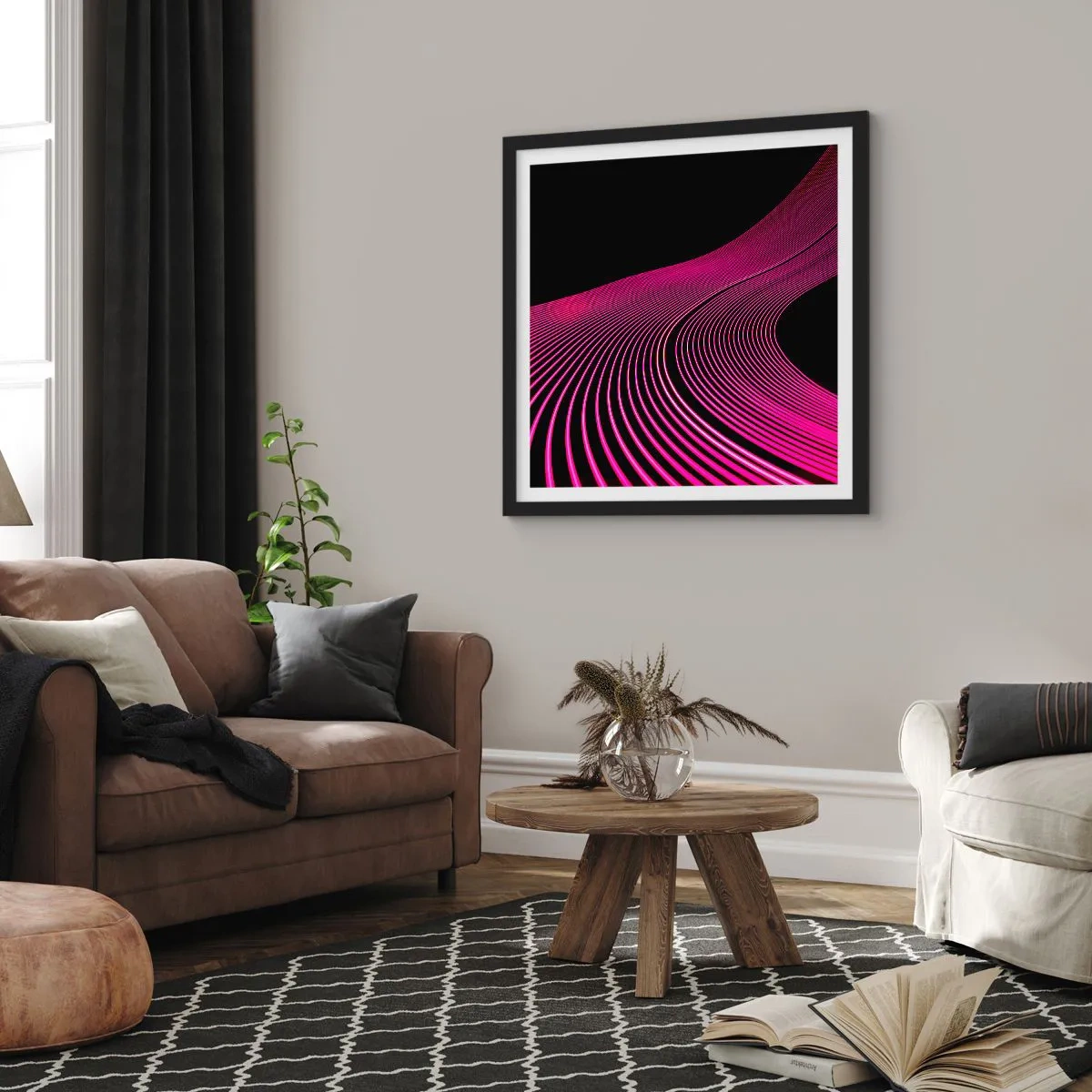 Plakat w czarnej ramie - Aleja światła - 40x40 cm
