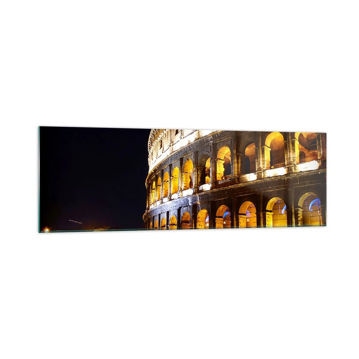 Obraz na szkle - Koloseum nocą podświetlone światłami w Rzymie - 160x50cm - Igrzyska czas zacząć - Nowoczesna dekoracja ścienna do salonu i sypialni ARTTOR