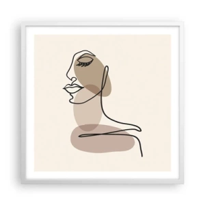 Plakat w białej ramie - Pewna linia piękna - 60x60 cm