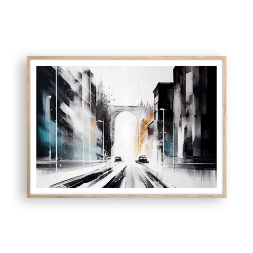 Plakat w ramie jasny dąb - Studium miasta: architektura i ruch - 100x70 cm