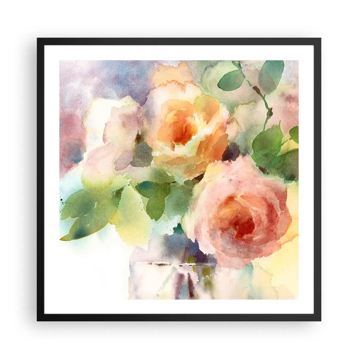 Plakat w czarnej ramie - Delikatne jak akwarela - 60x60 cm