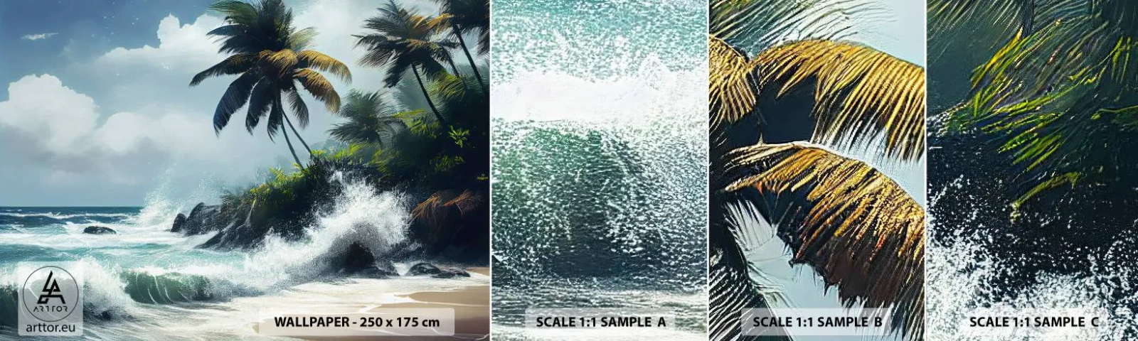 Fototapeta Próbka Samoprzylepna Deluxe Sticker - Na tropikalnym brzegu - Plaża, Tropikalny, Palma - 100x30 cm