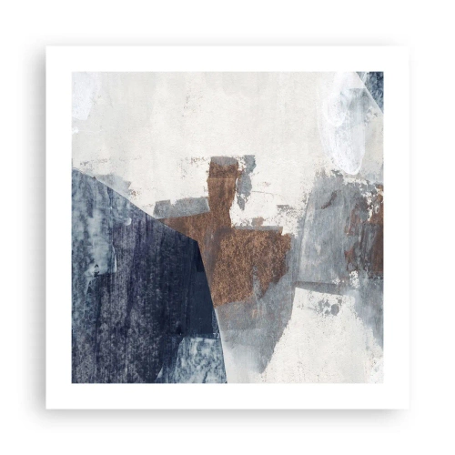 Plakat - Błękitno-brunatne kształty - 50x50 cm