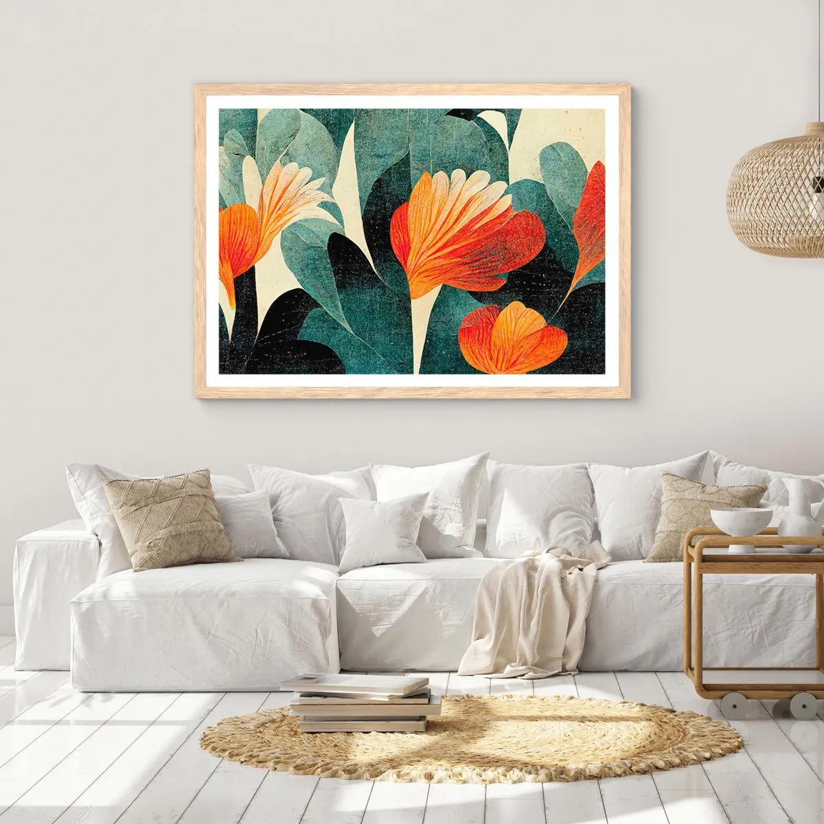 Plakat w ramie jasny dąb - Żar tropików i chłód zieleni - 70x50 cm