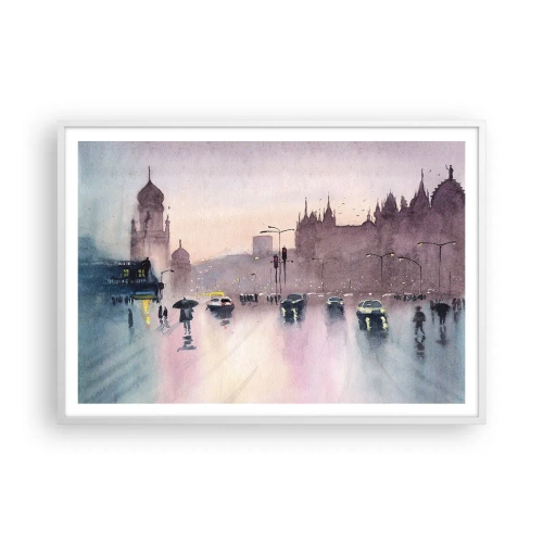 Plakat w białej ramie - W deszczowej mgiełce - 100x70 cm
