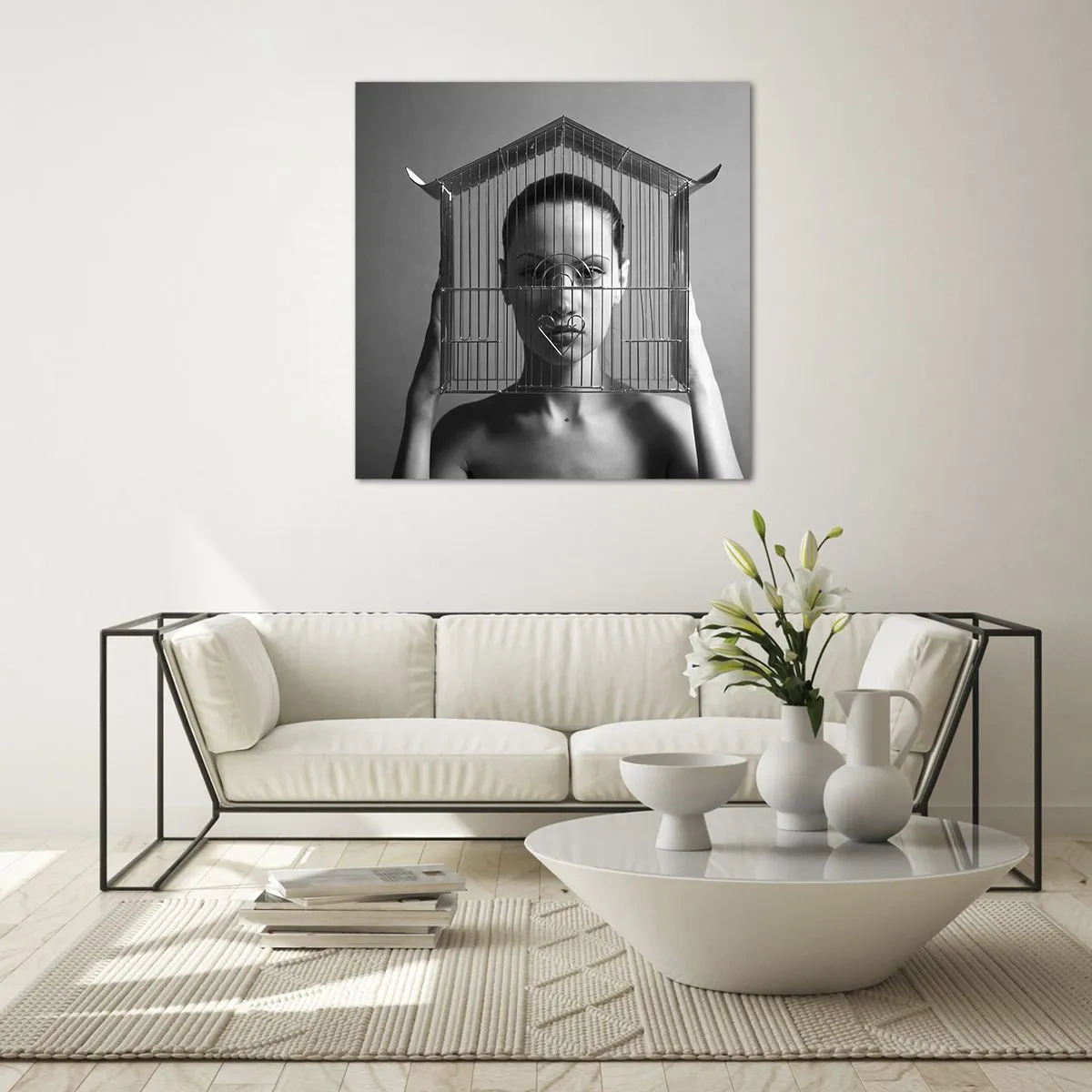 Obraz na szkle - Portret nieco surrealistyczny - 40x40 cm