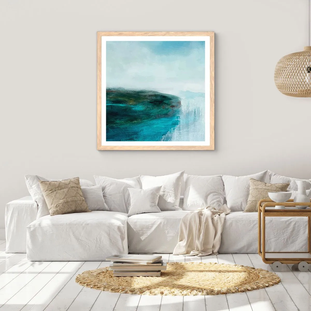 Plakat w ramie jasny dąb - Abstrakcja marynistyczna - 60x60 cm