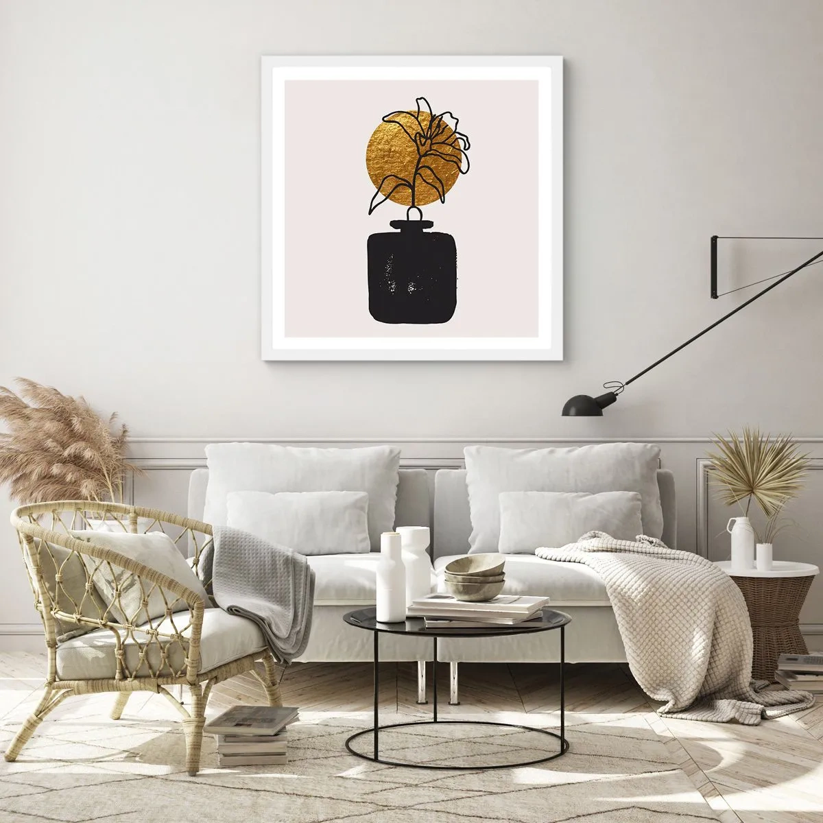 Plakat w białej ramie - Piękno na wagę złota - 50x50 cm