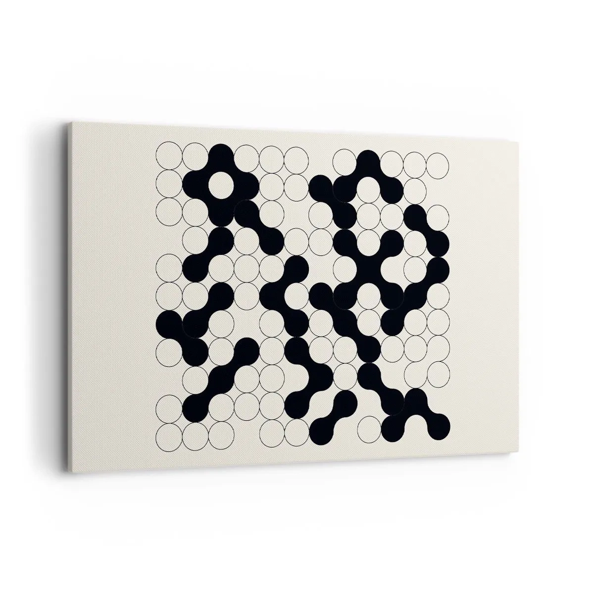 Obraz na płótnie - Czarno-białe wzory z okręgami na jasnym tle - 120x80cm - Chińska gra – wariacja - Nowoczesna dekoracja ścienna do salonu, kuchni i sypialni ARTTOR