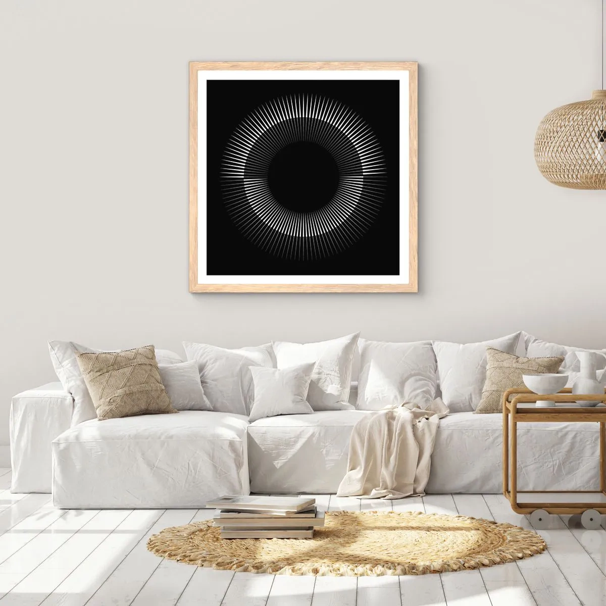 Plakat w ramie jasny dąb - Czarne Słońce - 60x60 cm