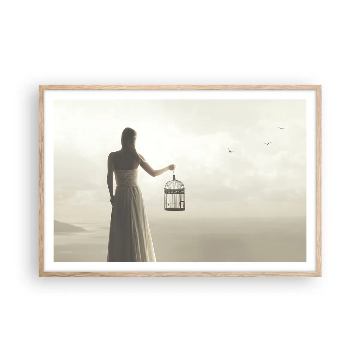 Plakat w ramie jasny dąb - Bądź wolna - 91x61 cm
