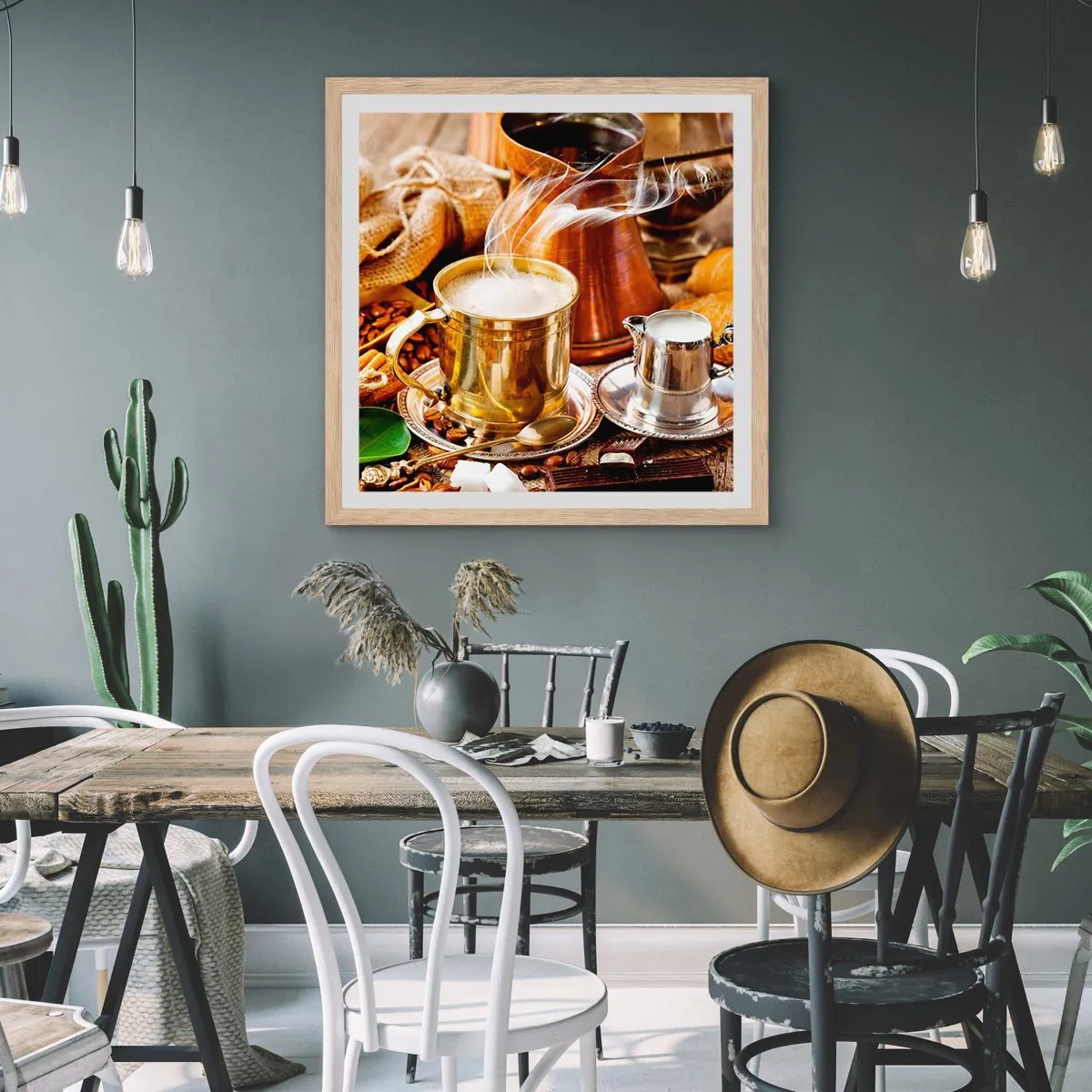 Plakat w ramie jasny dąb - Miłego dnia! - 50x50 cm