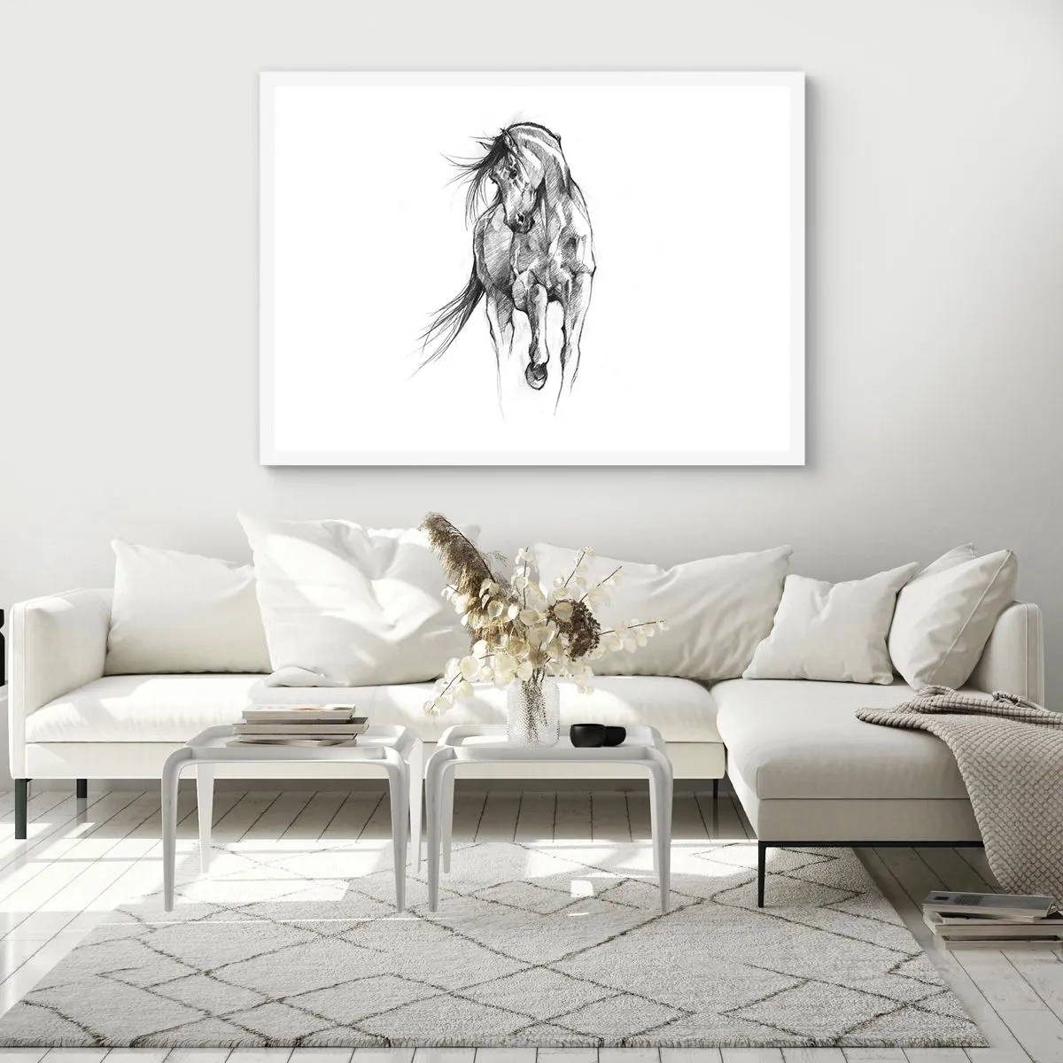 Plakat w białej ramie - We wdzięcznym kłusie - 91x61 cm