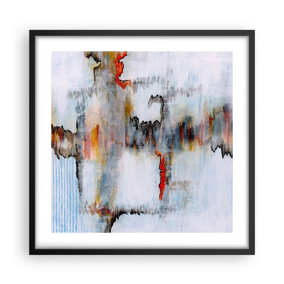 Plakat w czarnej ramie - Patykiem na wodzie - 50x50 cm