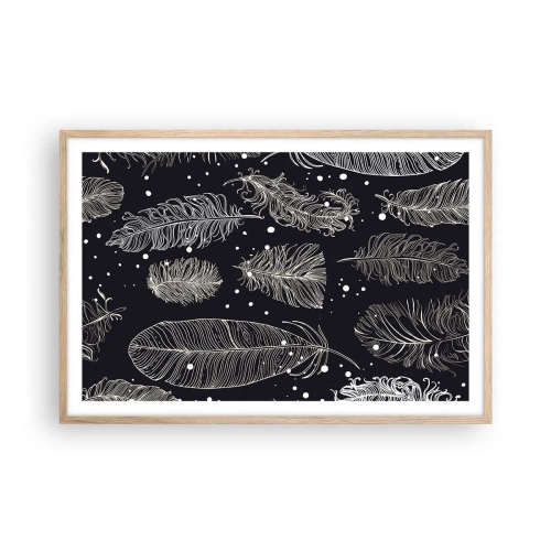 Plakat w ramie jasny dąb - Pierzasta koronka - 91x61 cm