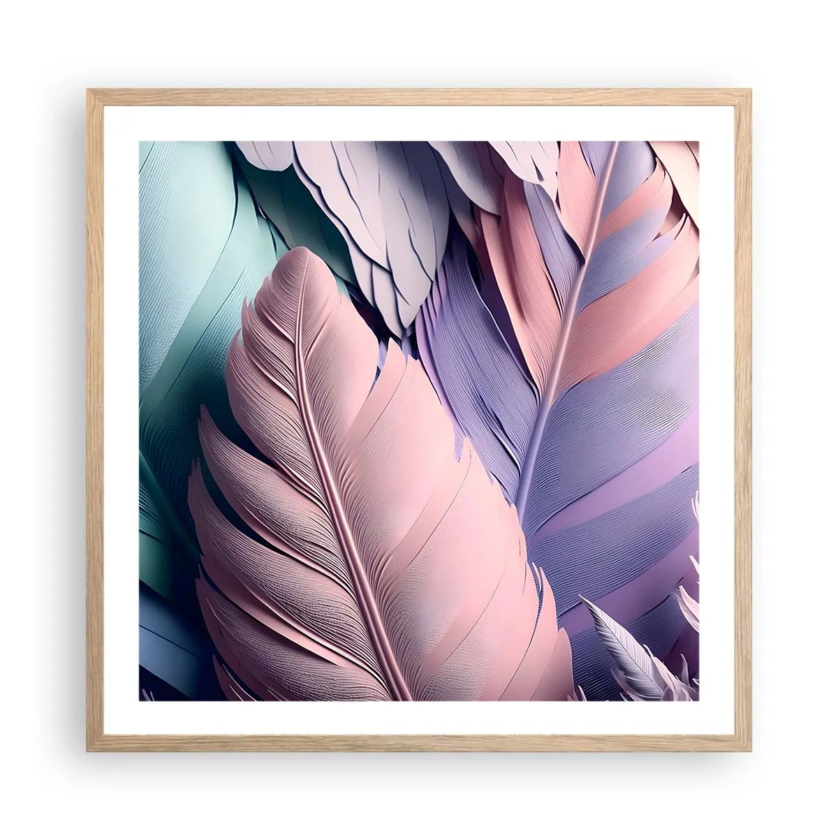 Plakat w ramie jasny dąb - Ptasi szyk - 60x60 cm