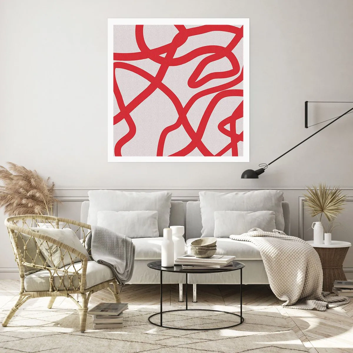 Plakat - Czerwono na białym - 50x50 cm