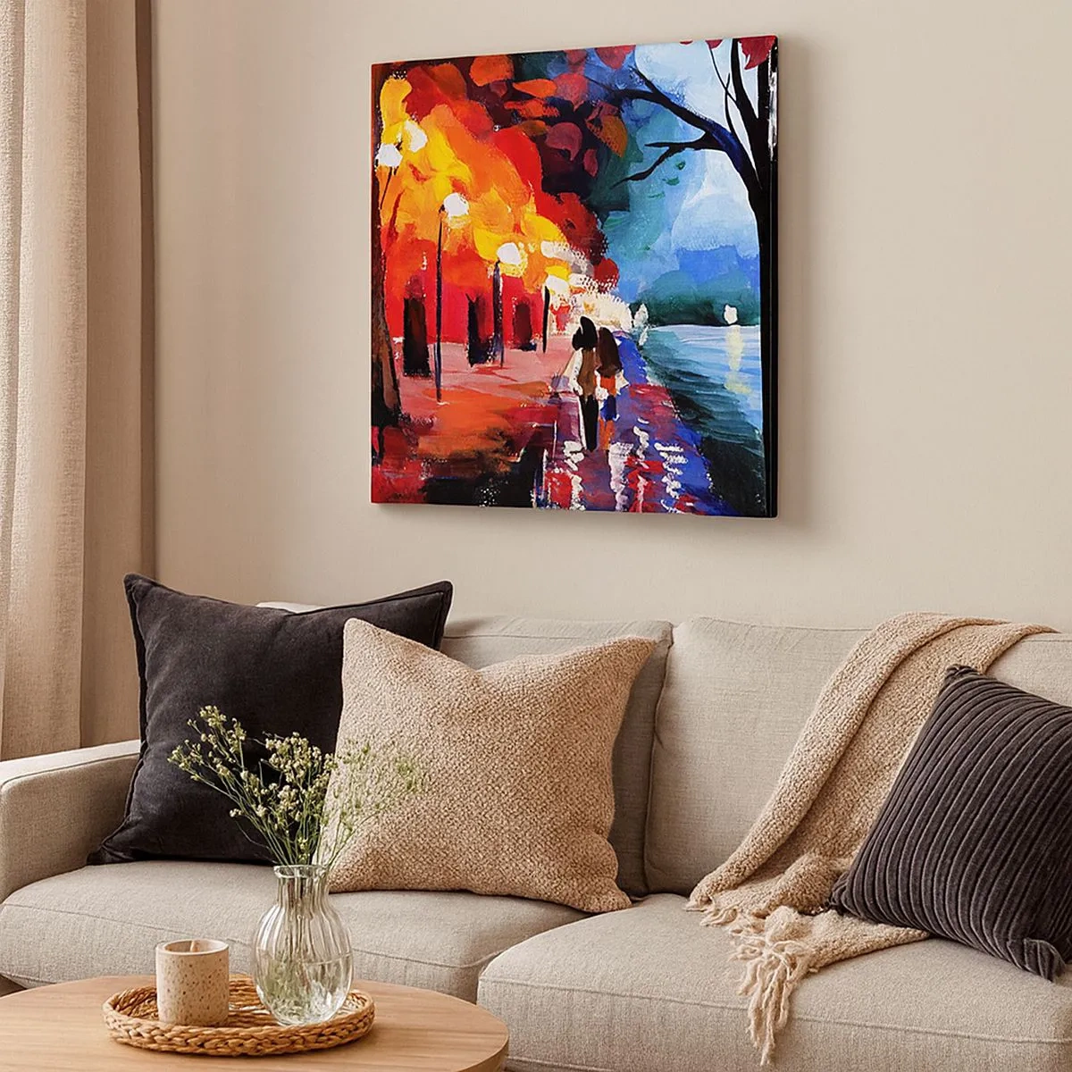 Obraz na płótnie - Płomienna jesień w parku - 30x30 cm