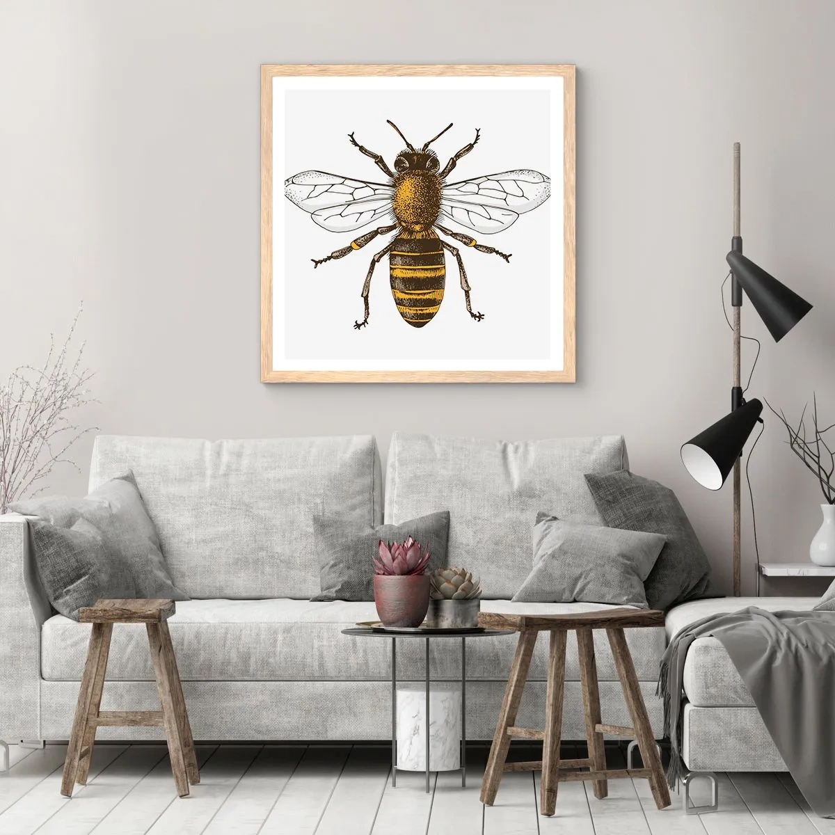 Plakat w ramie jasny dąb - Piękna i dobra - 30x30 cm