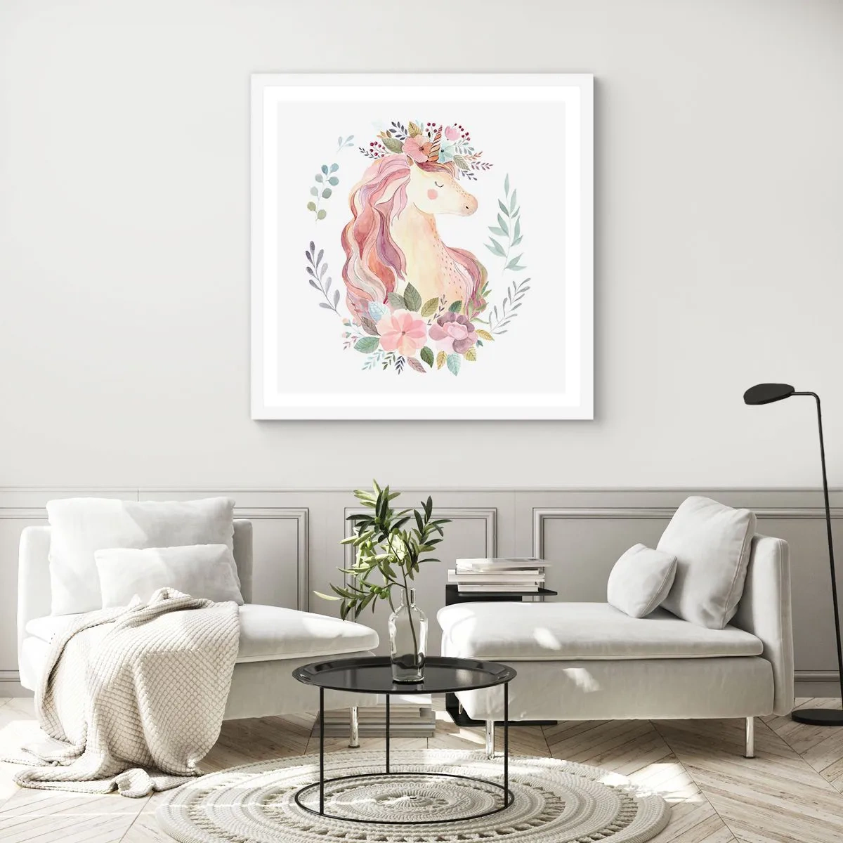 Plakat w białej ramie - Zaproszenie do świata baśni - 40x40 cm