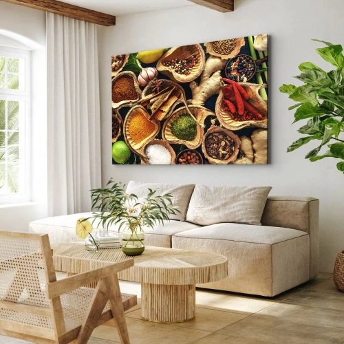Obraz na płótnie - Bierz, co chcesz - Miseczki z przyprawami w różnych kolorach - 70x50cm