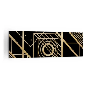 Obraz na płótnie - Złote geometryczne wzory na czarnym tle - 160x50cm - Złota geometria - Nowoczesna dekoracja ścienna do salonu i sypialni ARTTOR