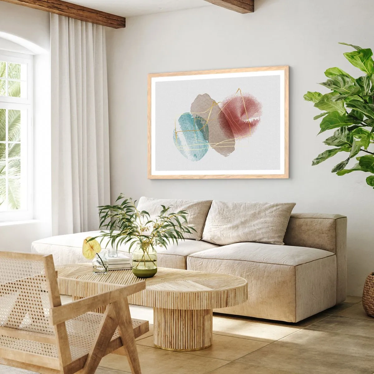 Plakat w ramie jasny dąb - Korale przestrzeni - 100x70 cm