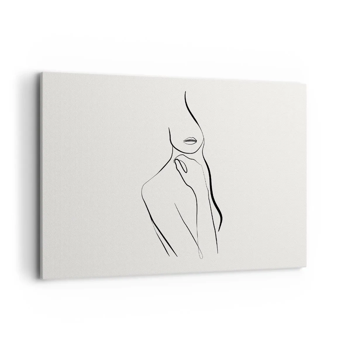 Obraz na płótnie - Minimalistyczny szkic sylwetki kobiety na jasnym tle - 120x80cm - Fala melancholii - Nowoczesna dekoracja ścienna do salonu, kuchni i sypialni ARTTOR