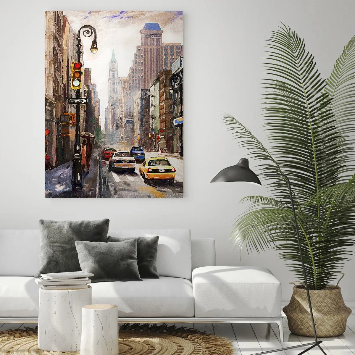 Obraz na szkle - Nowy Jork – w deszczu też kolorowy - 50x70cm - Nowy Jork – w deszczu tez kolorowy - Nowoczesna dekoracja ścienna do salonu, kuchni i sypialni ARTTOR