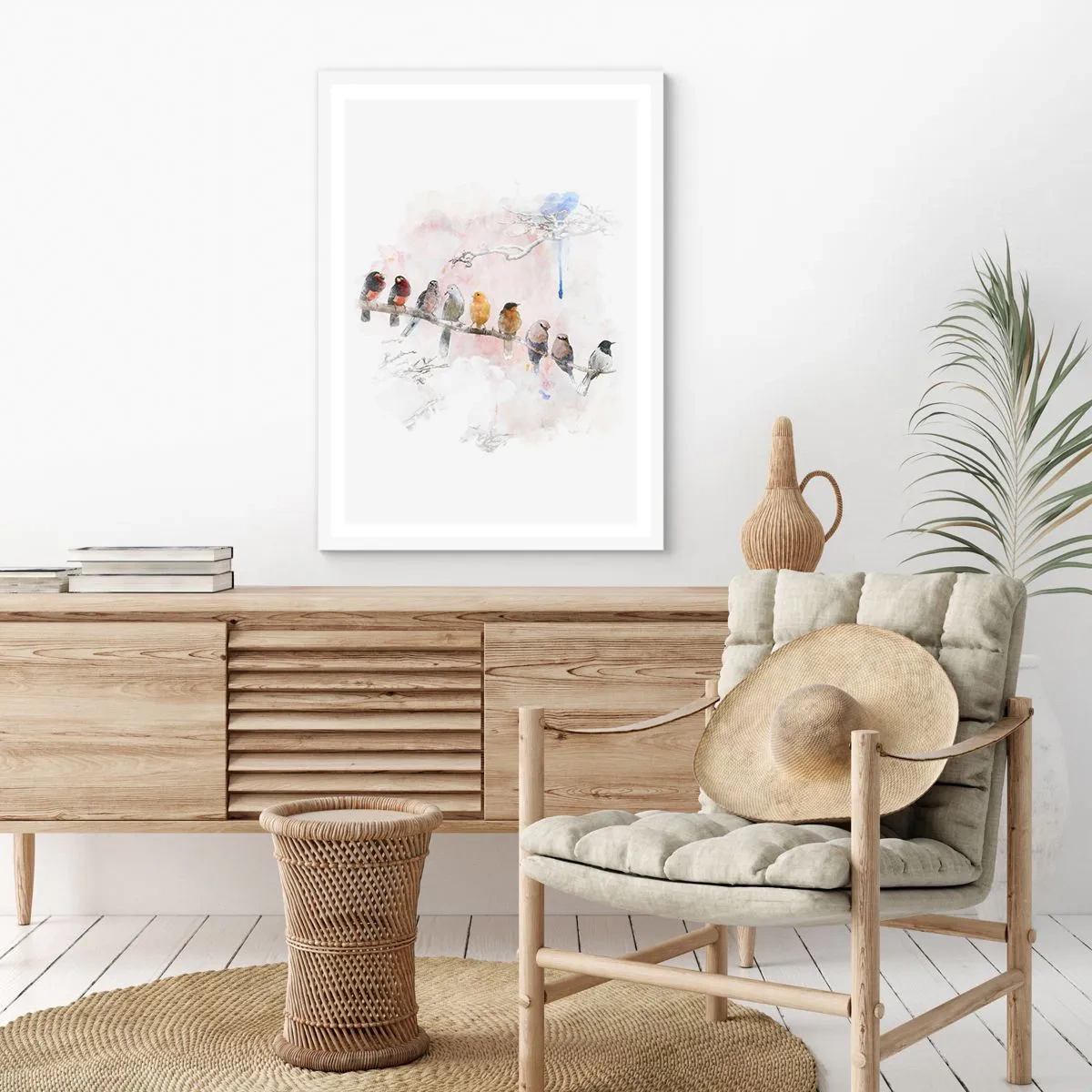 Plakat w białej ramie - Skrzydlate spotkanie - 70x100 cm