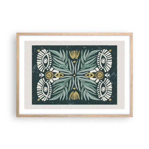 Plakat w ramie jasny dąb - Jak ludowa wycinanka - 70x50 cm