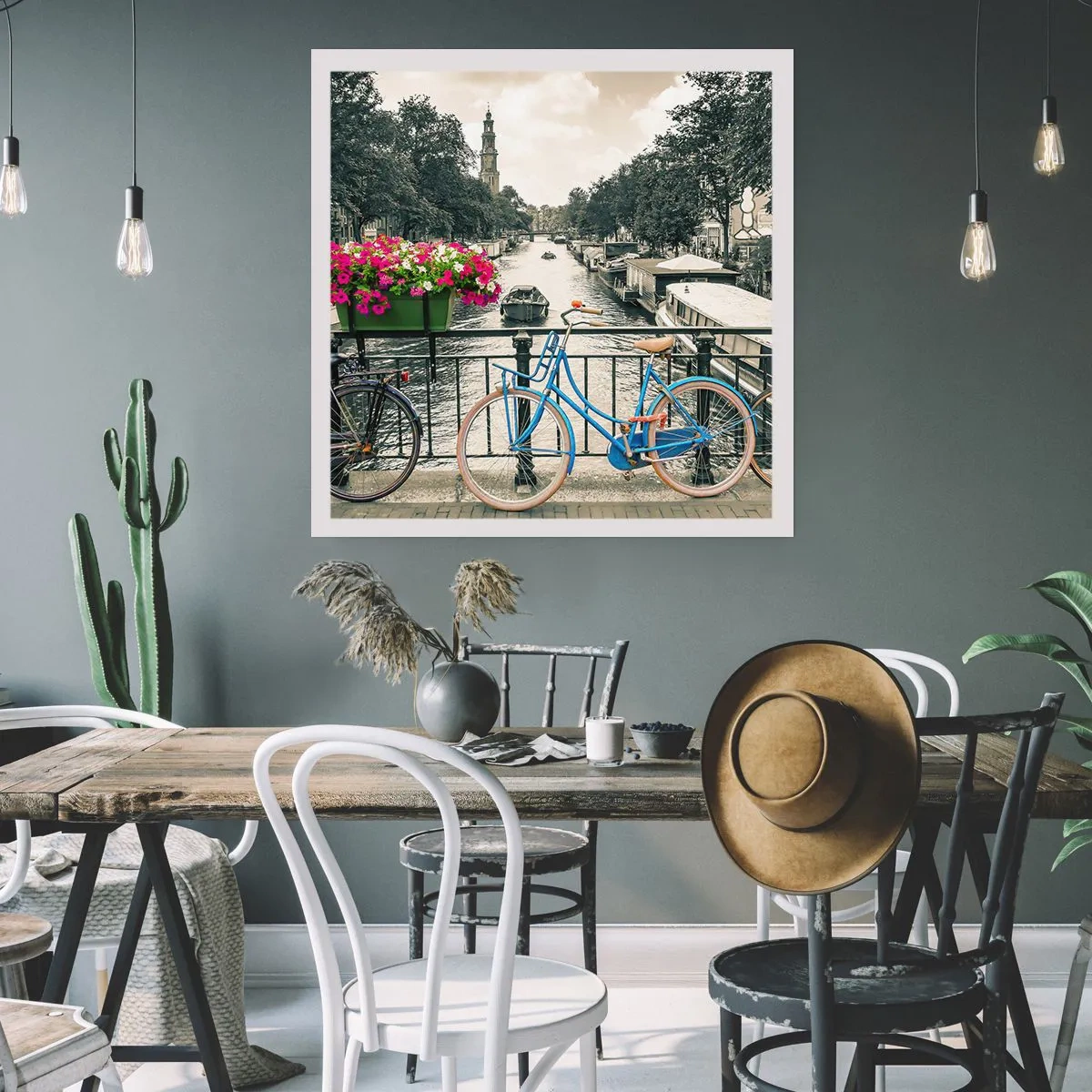 Plakat - Kolory amsterdamskiej ulicy - 50x50 cm