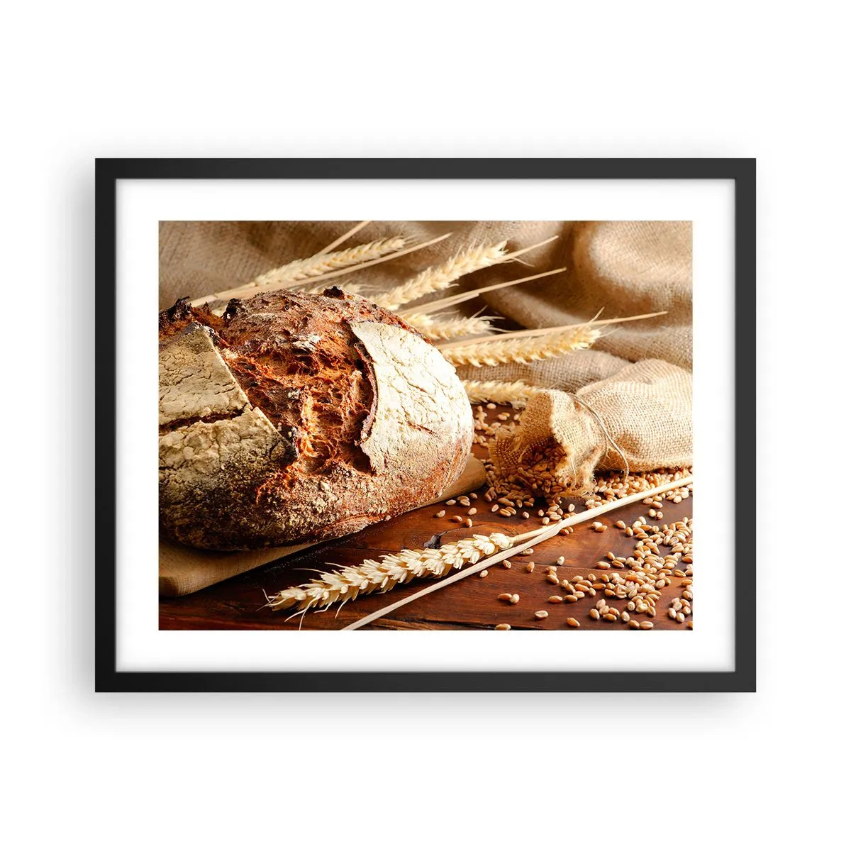 Plakat w czarnej ramie - Apetyczny, wonny, chrupiący - 50x40 cm