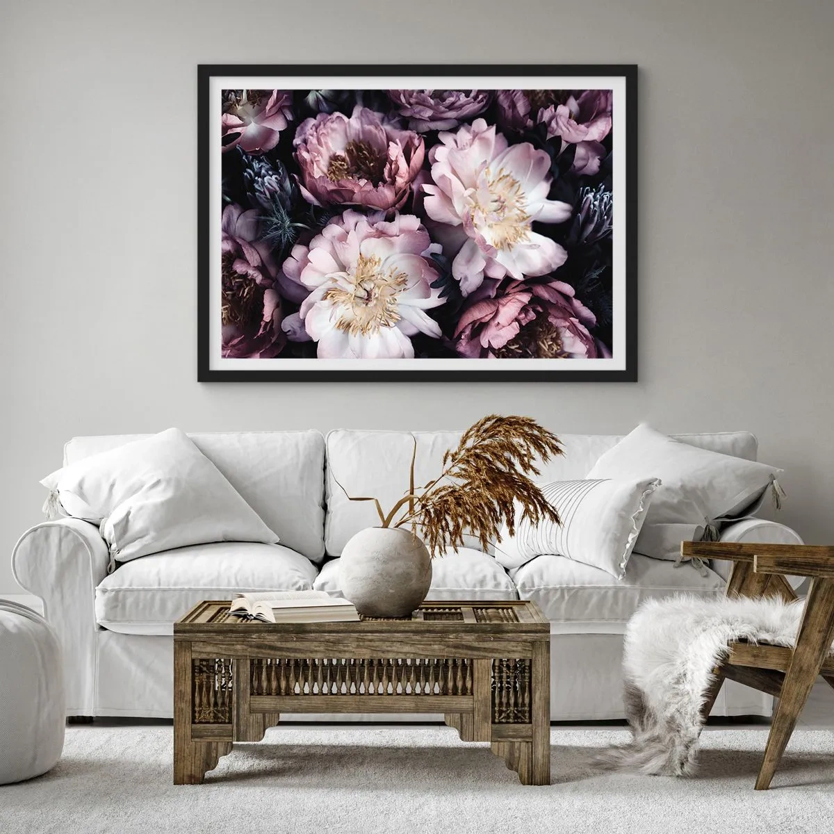Plakat w czarnej ramie - Bukiet w dawnym stylu - 91x61 cm